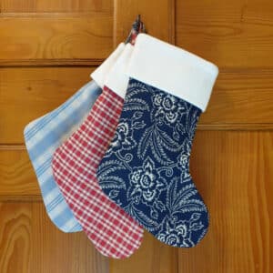 Grande chaussette de Noël en tissu kelsch à suspendre