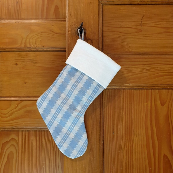 Grande chaussette de Noël en tissu kelsch à suspendre