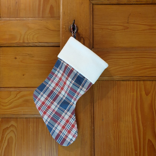 Grande chaussette de Noël en tissu kelsch à suspendre